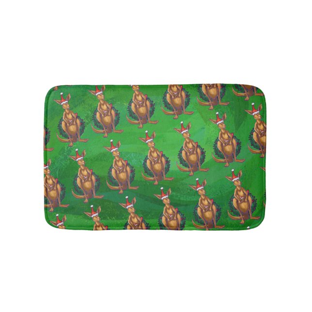 Kangaroo Weihnachten auf grün gestrichen Badematte (Vorderseite)