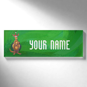 Kangaroo Weihnachten auf grün gestrichen Namenschild