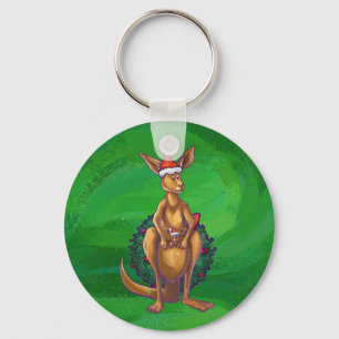 Kangaroo Weihnachten auf grün gestrichen Schlüsselanhänger