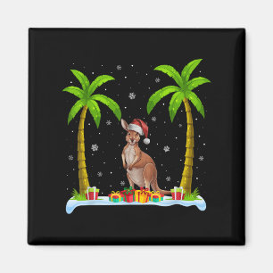 Kangaroo Weihnachtsmannmütze Palm Tree Beach Xmas Magnet