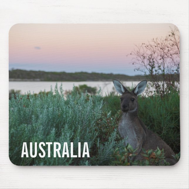 Kangaroo Wildlife Sunset Lake Australia Mousepad (Vorne)