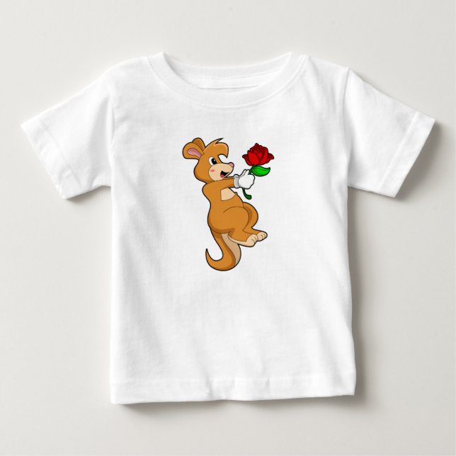 Kangaroo with Flower Baby T-shirt (Vorderseite)