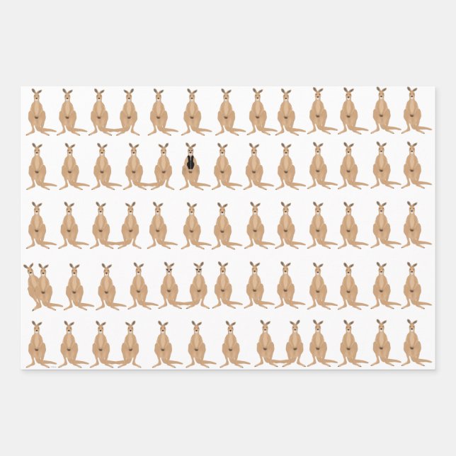 Kangaroo-Wrapping Paper Sheets Geschenkpapier Set (Vorderseite)