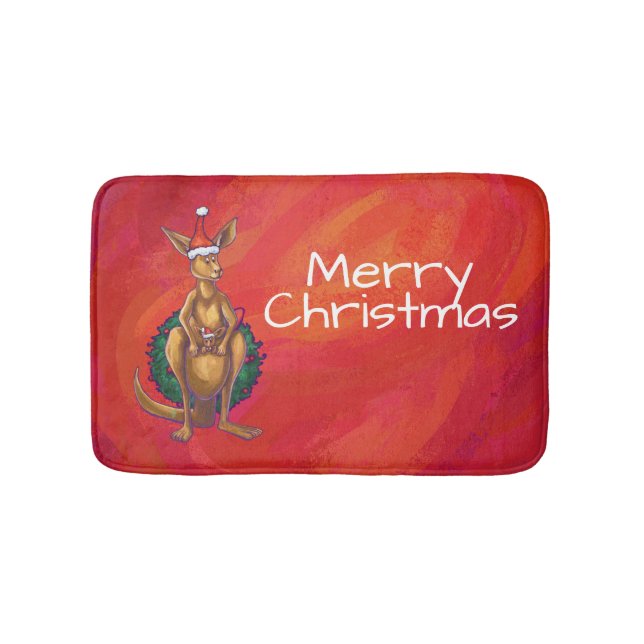 Kangaroo Xmas on Red Badematte (Vorderseite)