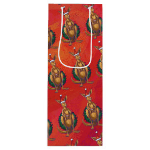 Kangaroo Xmas on Red Geschenktüte Für Weinflaschen
