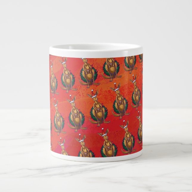 Kangaroo Xmas on Red Jumbo-Tasse (Vorderseite)