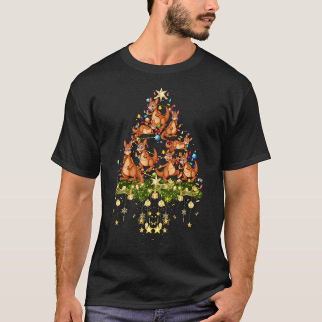 Kangaroos Christmas Tree Lights Holiday Kangaroo T-Shirt (Vorderseite)
