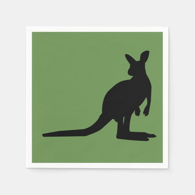 Kangourou sur serviettes en papier vert (Devant)