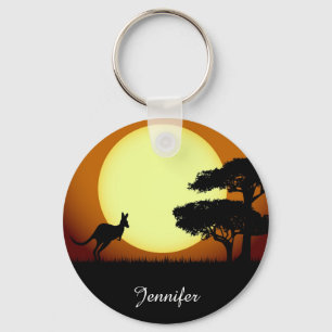 Känguru am Sonnenuntergangnamen Schlüsselanhänger