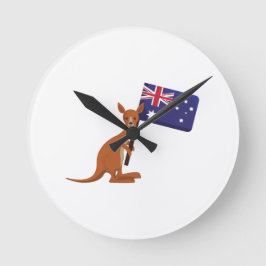 Känguru Australien Flagge Runde Wanduhr