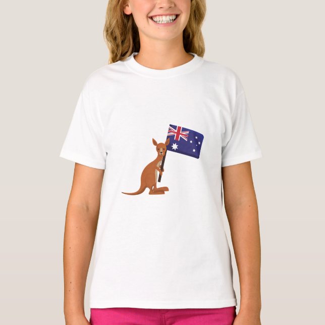 Känguru Australien Flagge T-Shirt (Vorderseite)