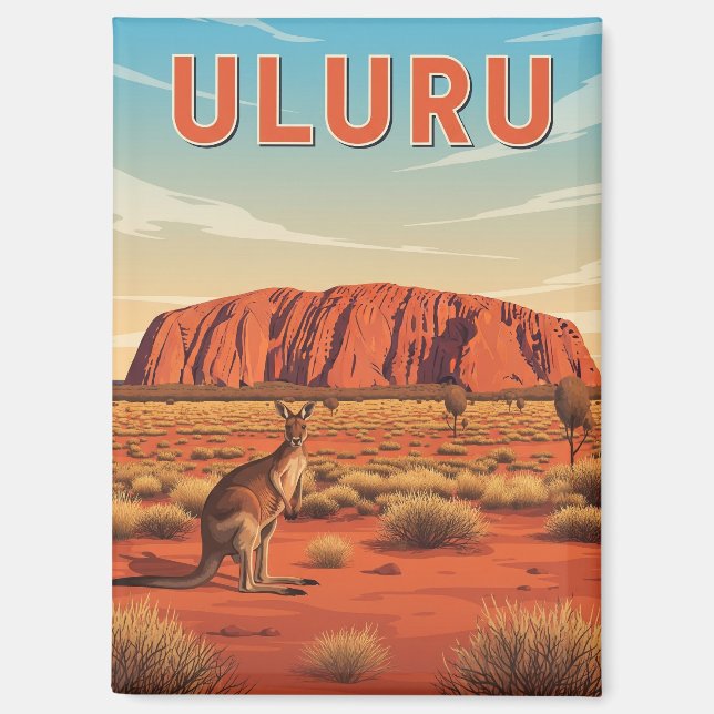 Känguru bei Uluru Australien Magnet (Vorderseite)