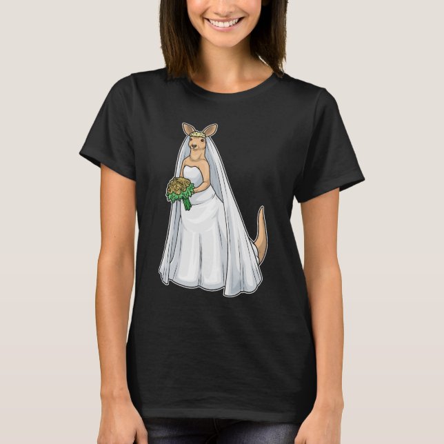 Känguru-Braut Blumenstrauß Hochzeit T-Shirt (Vorderseite)