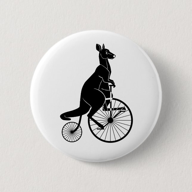 Känguru, der ein Penny-Farthing reitet Button (Vorderseite)
