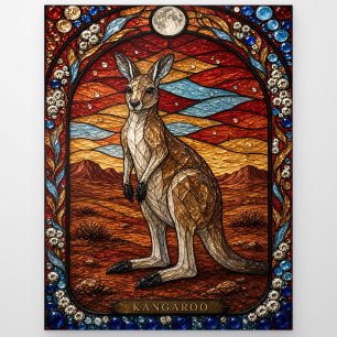 Känguru, Desert Star Buntglas Postkarte
