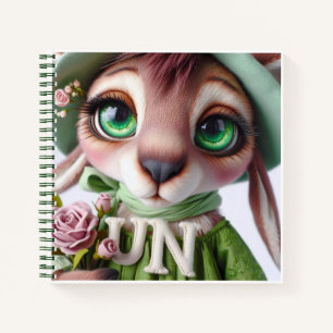 Känguru in grüner Mütze mit Blumen Notizbuch