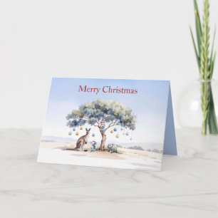 Känguru Koalas Schnabeltier Weihnachten Gummibaum  Karte