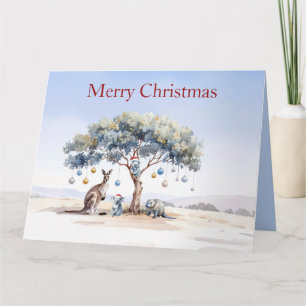 Känguru Koalas Schnabeltier Weihnachten Gummibaum Karte