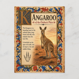 Känguru, mittelalterliche Bestiarien-Kunst Postkarte