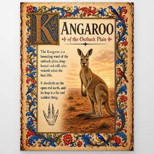 Känguru, mittelalterliche Bestiarien-Kunst Postkarte