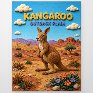 Känguru, Outback-Ebene-Ton-Kunst Postkarte