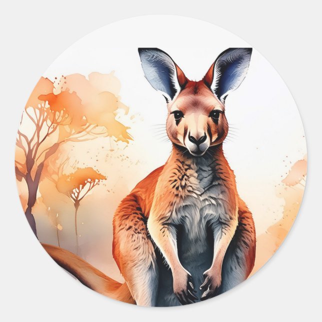 Känguru Runder Aufkleber (Vorderseite)
