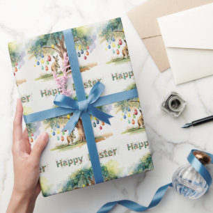 Känguru unter Gummibaum mit Ostereiern Geschenkpapier