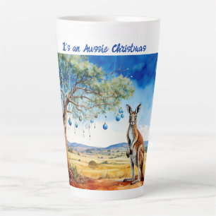 Känguru unter Gummibaum mit Weihnachtsbaumschmuck Milchtasse
