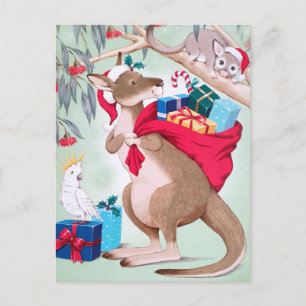 Känguru Weihnachten - Australische Weihnachtskunst Postkarte