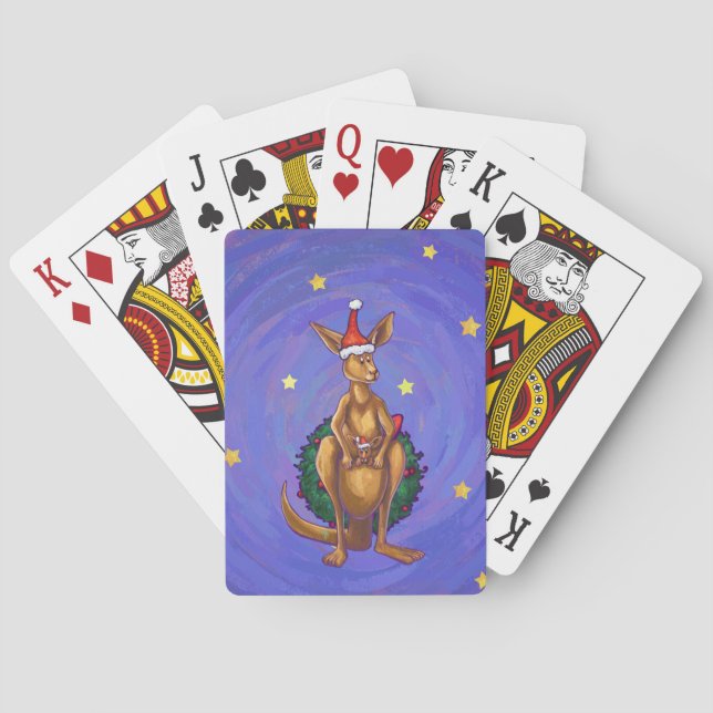Känguru-Weihnachtssternenklare Nacht Spielkarten (Rückseite)