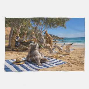 Kängurus und Koalas Beach BBQ Geschirrtuch