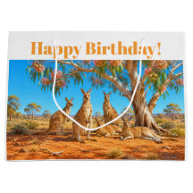 Kängurus unter blühendem Eukalyptusbaum Alles Gute