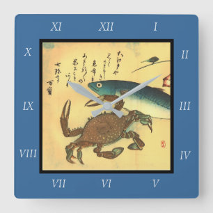Kani oder Kegani & Saba - Japanischer Fisch aus Hi Quadratische Wanduhr