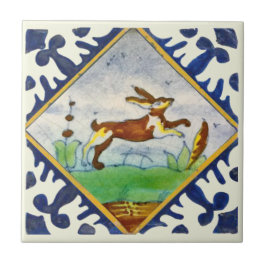 Kaninchen 1650er Delft Polychrome Repro Fliese