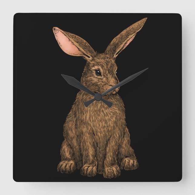Kaninchen 3 quadratische wanduhr (Vorderseite)