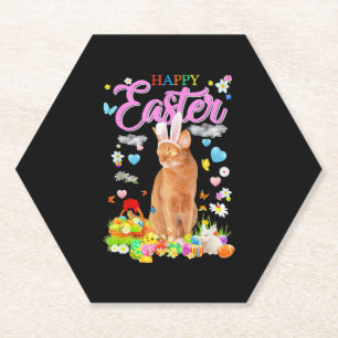 Kaninchen Abessinier-Katze Frohe Ostern Untersetzer