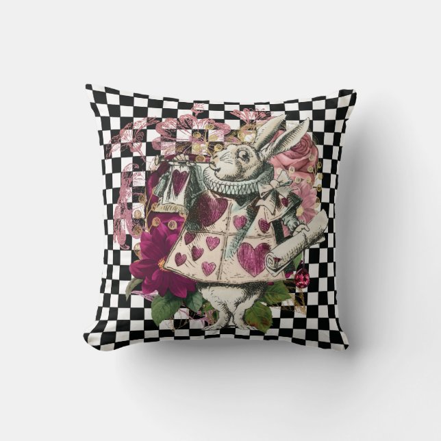 Kaninchen-Alice im Wunderland Elegant Kissen (Vorderseite)