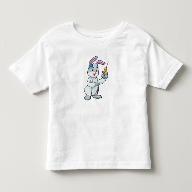 Kaninchen als Arzt bei Impfung mit Spritze Kleinkind T-shirt (Vorderseite)