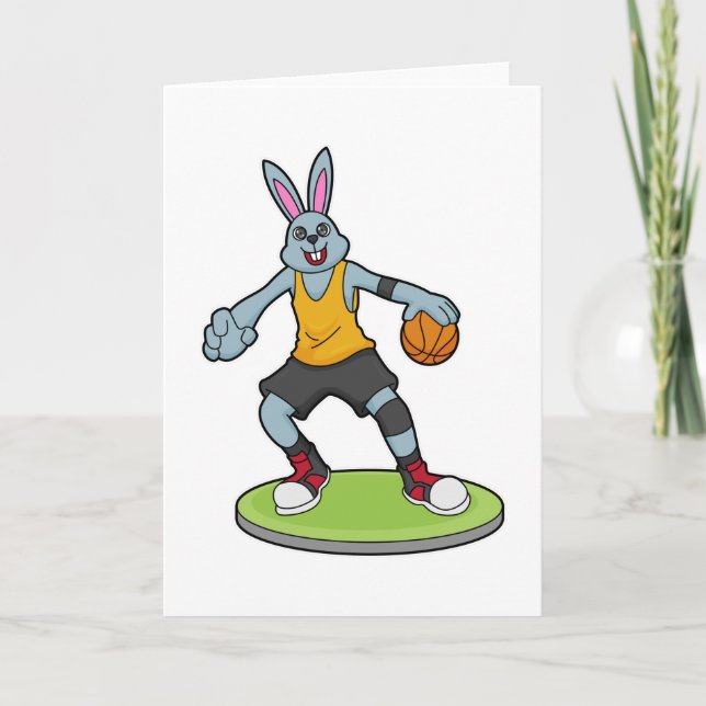 Kaninchen als Basketballspieler mit Basketball Karte (Vorderseite)