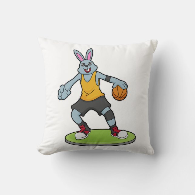 Kaninchen als Basketballspieler mit Basketball Kissen (Vorderseite)