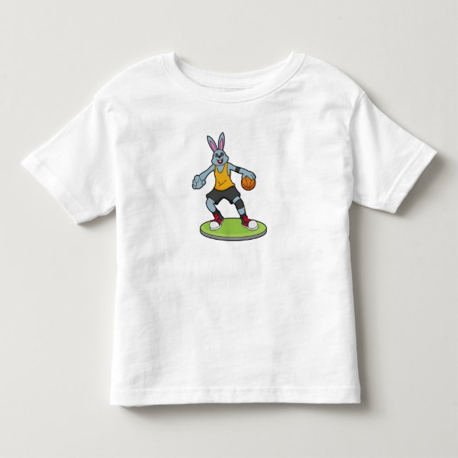 Kaninchen als Basketballspieler mit Basketball Kleinkind T-shirt (Vorderseite)