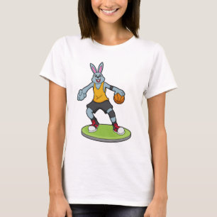 Kaninchen als Basketballspieler mit Basketball T-Shirt