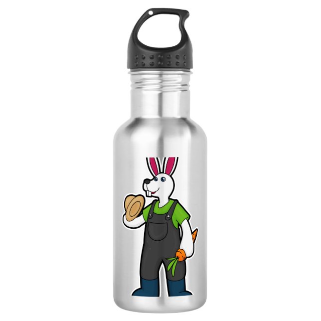 Kaninchen als Bauer mit Carrot & Hat Edelstahlflasche (Vorderseite)