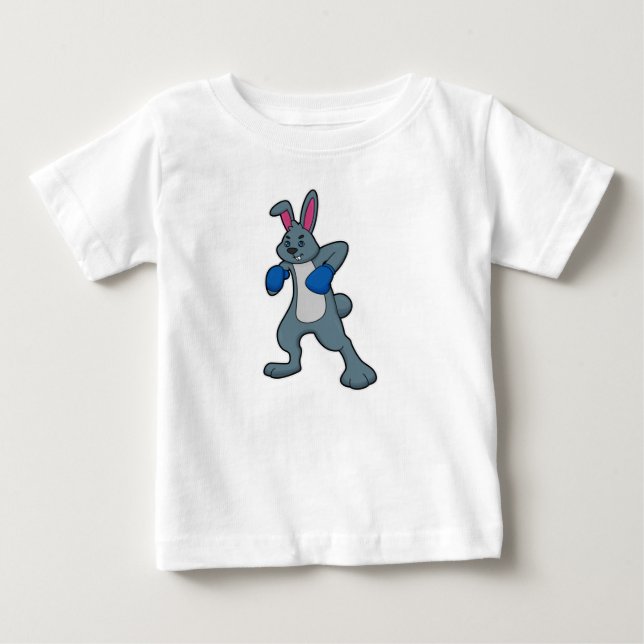 Kaninchen als Boxer mit Boxhandschuhen Baby T-shirt (Vorderseite)
