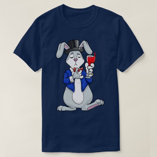 Kaninchen als Bräutigam mit Jacke und Zylinder T-Shirt (Design vorne)