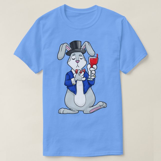 Kaninchen als Bräutigam mit Jacke und Zylinder T-Shirt (Design vorne)
