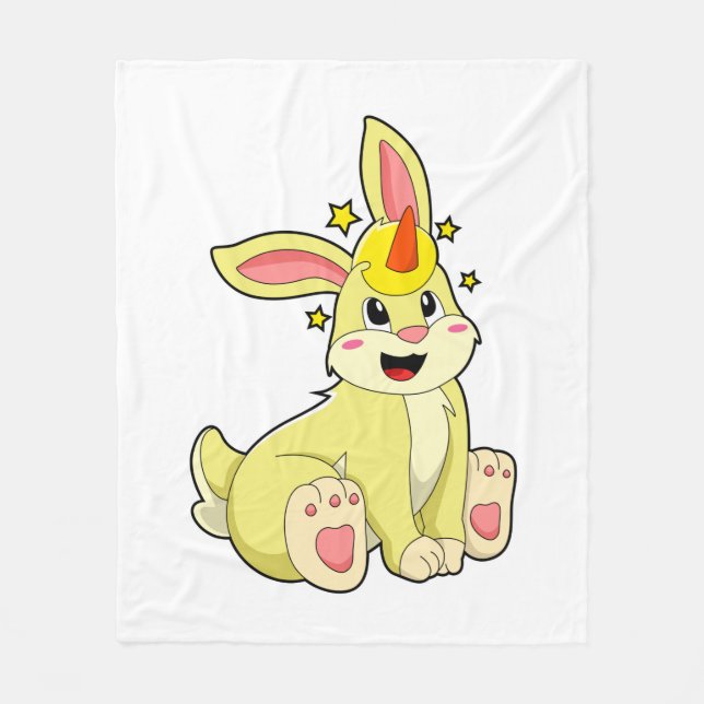 Kaninchen als Einhorn Fleecedecke (Vorderseite)