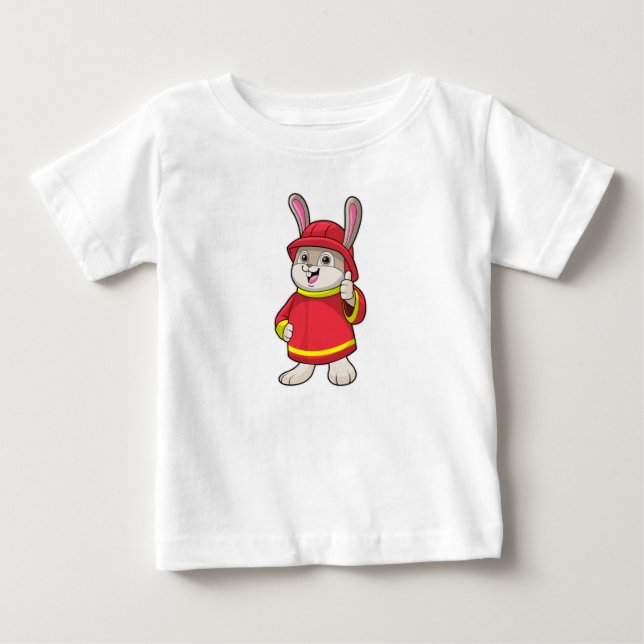 Kaninchen als Feuerwehrmann mit Helm Baby T-shirt (Vorderseite)