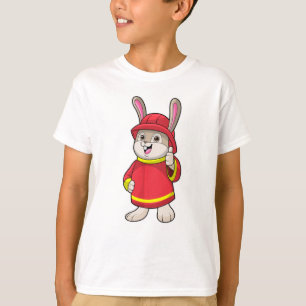 Kaninchen als Feuerwehrmann mit Helm T-Shirt