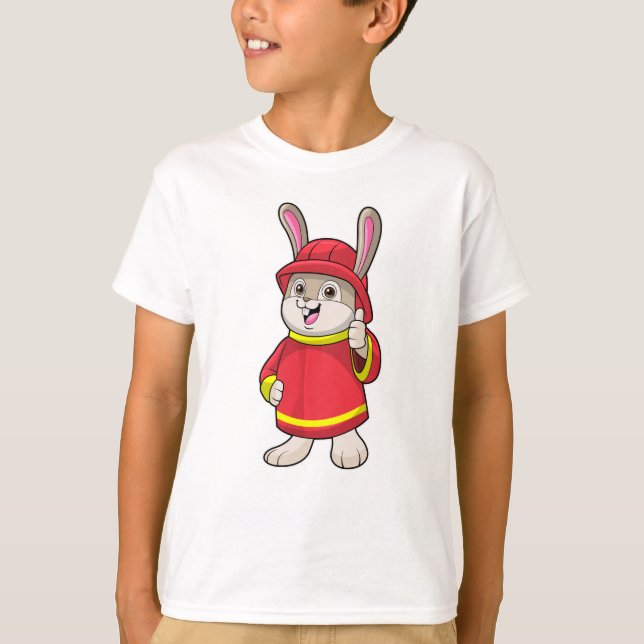 Kaninchen als Feuerwehrmann mit Helm T-Shirt (Vorderseite)